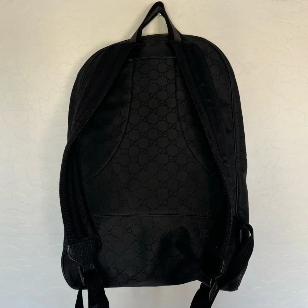GUCCI GG Monogram Nylon & Leather Backpack in black